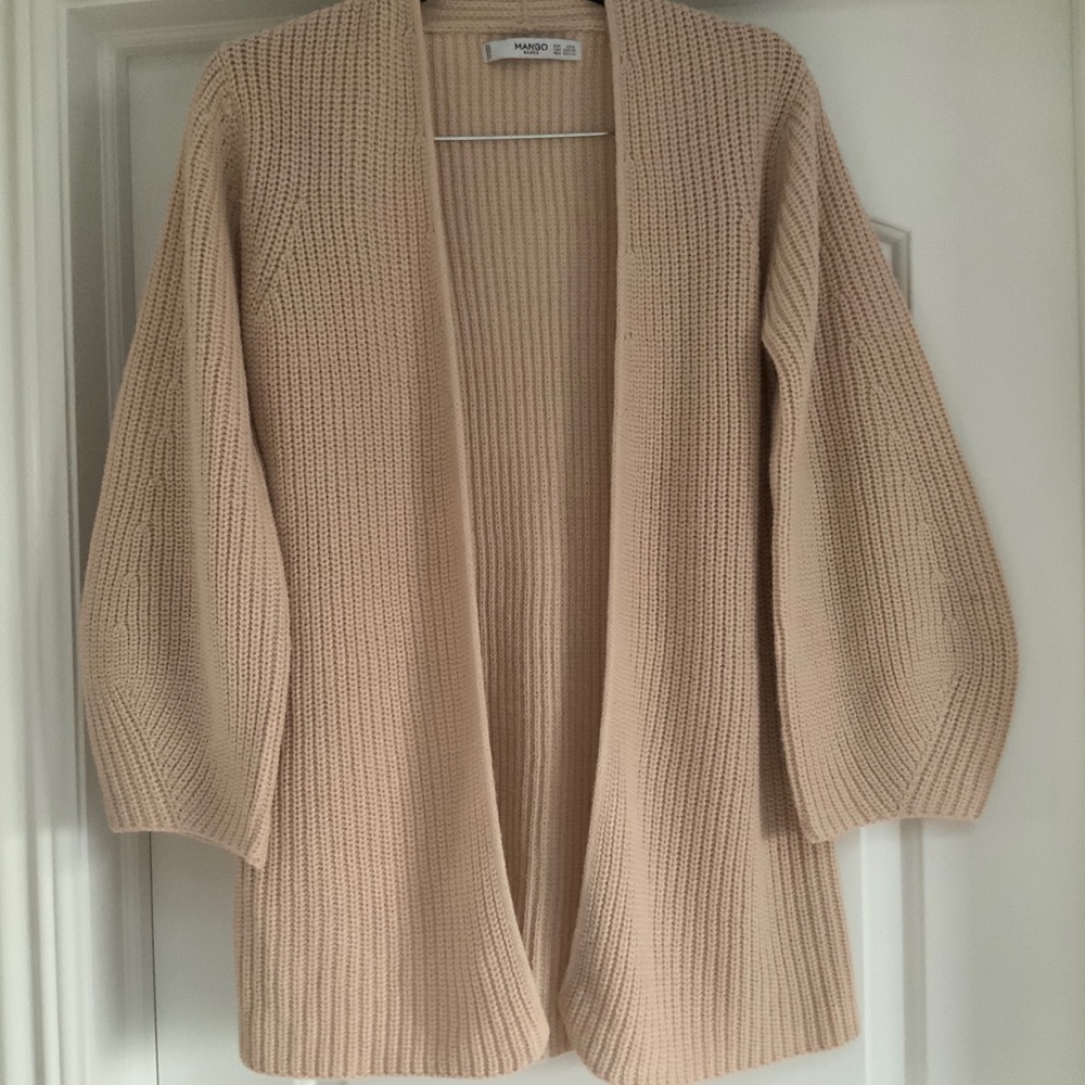 Mango Women's Cream Open-Front Sweater
